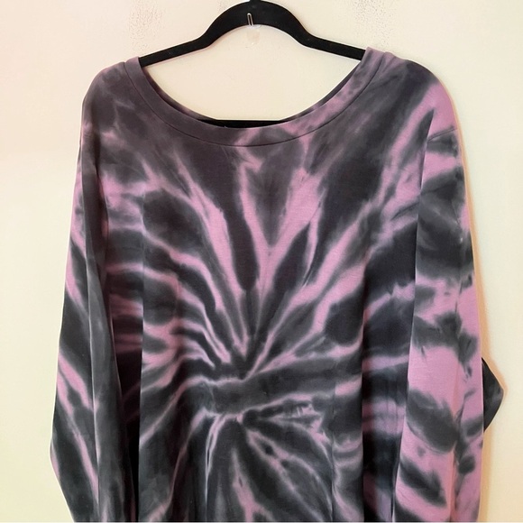 Torrid Women Plus Size Black and Purple Oversized Tie Dye Pullover Sweatshirt 4X - Picture 3 of 9